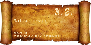 Maller Ervin névjegykártya